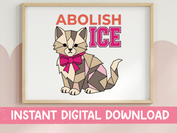 Abolish ICE Geometric Cat SVG: Graphics for T-Shirt Designs
