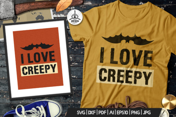 Halloween Love Creepy Print T-Shirt: Graphics & Templates